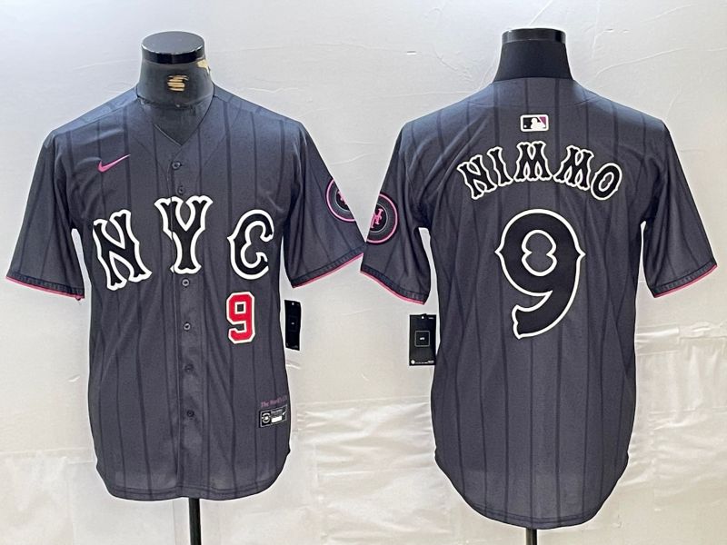Men New York Mets #9 Nimmo Black City Edition 2024 Nike MLB Jersey style 1->new york mets->MLB Jersey